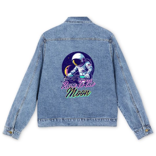 EDM Festival Rave To The Moon Men's Denim Jackets