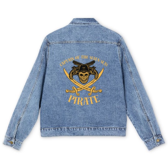 Pirate of the seven sea Men's Denim Jackets