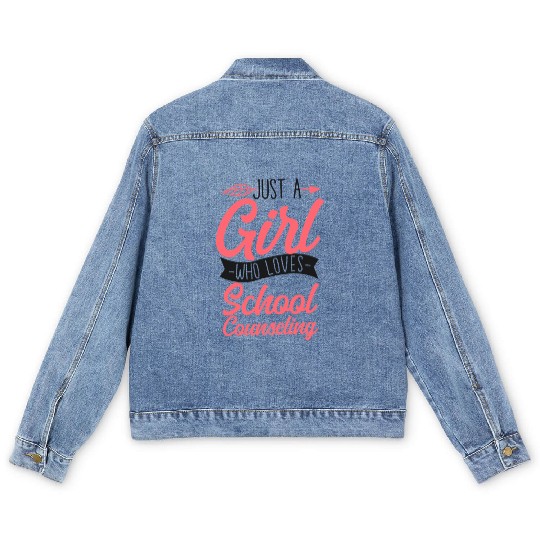School Counselor Just A Girl Who Men's Denim Jackets