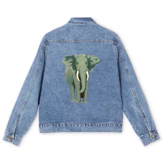 Elephant Face Funny Men's Denim Jackets - Funny Animal Face Lover