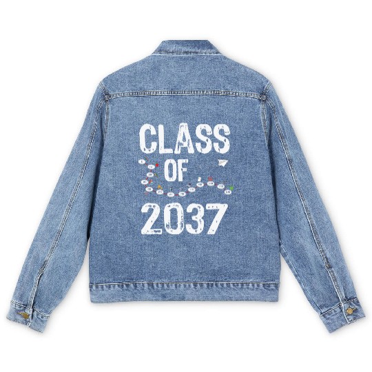 Funny Class of 2037 Grow With Me Back To School Men's Denim Jackets