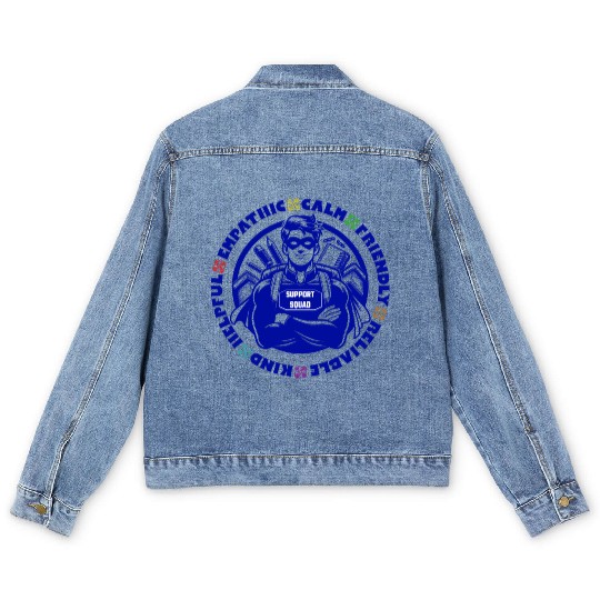 Support Squad - Empathic, Calm, Reliable Men's Denim Jackets