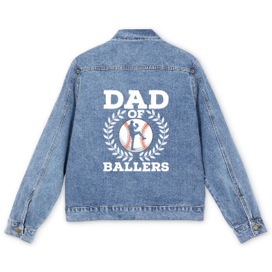 Dad Of Ballers Baseball Father Men's Denim Jackets