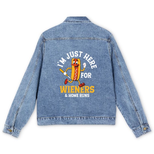 I'm Just Here For Wieners & Home Runs Baseball Spo Men's Denim Jackets