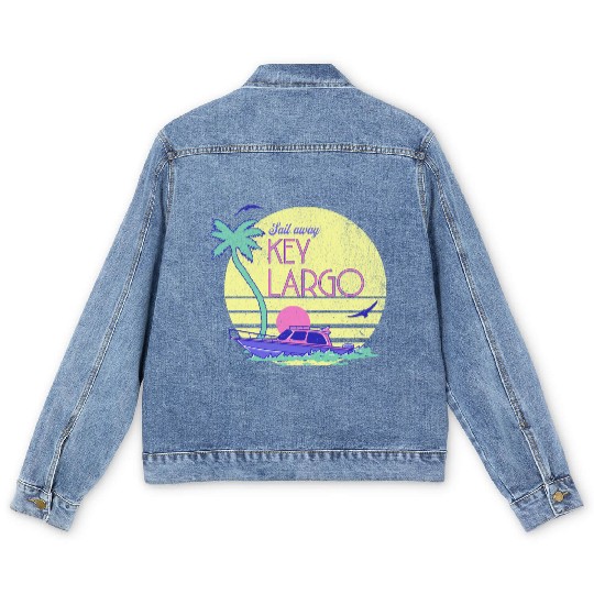 Sail Away Yacht Rock Key Largo Boating Men's Denim Jackets