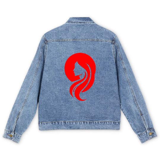 Elegant Woman in Circle - Silhouette Design Men's Denim Jackets