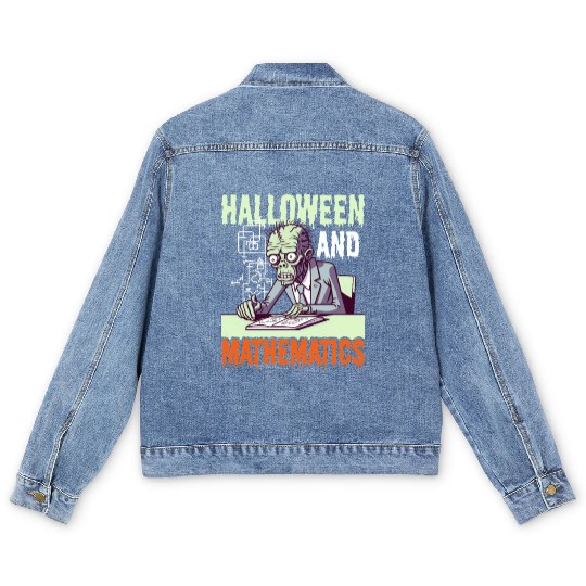 Halloween Math Teacher Halloween And Mathematics Men's Denim Jackets