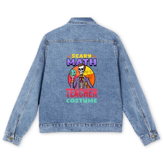 Halloween Math Teacher Scary Math Teacher Costume Men's Denim Jackets