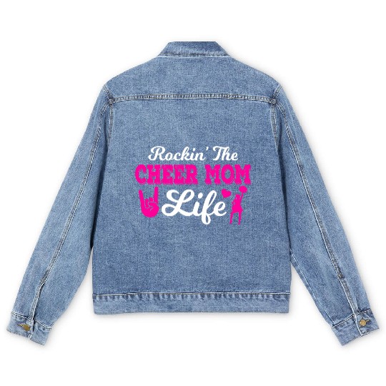 Rockin Cheer Mom Life Cheerleading Mother's Day Men's Denim Jackets