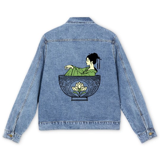 Serenity Women in a Lotus Bowlof Tea Men's Denim Jackets
