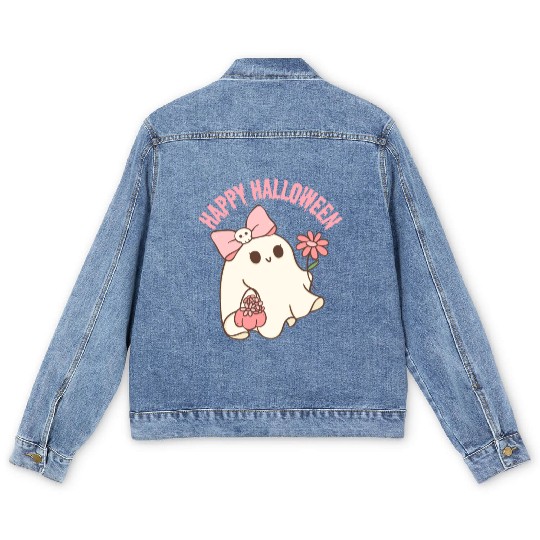 happy halloween cute ghost for women girls Men's Denim Jackets