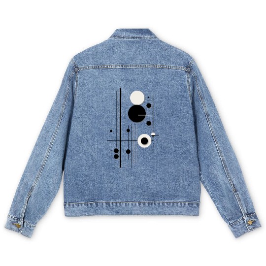 Minimalist Geometric Circle Symphony Lines Men's Denim Jackets