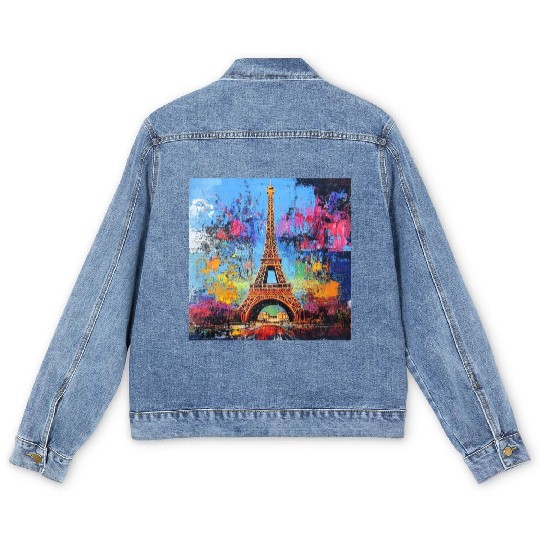 Paris-Eiffel Tower Men's Denim Jackets