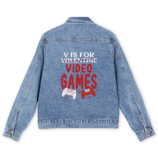 V Is For Valentine Video Games Men's Denim Jackets