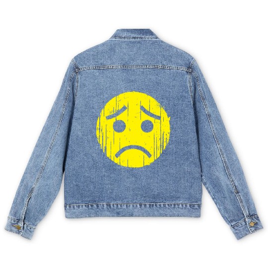Depressed Emoticon Men's Denim Jackets
