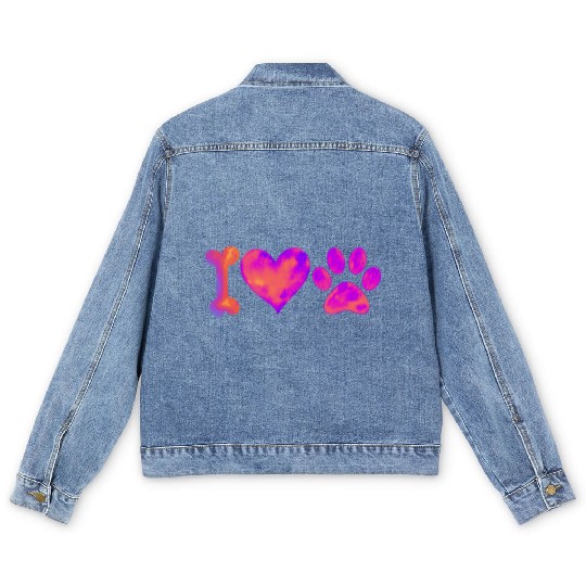 I Love My Dog Men's Denim Jackets