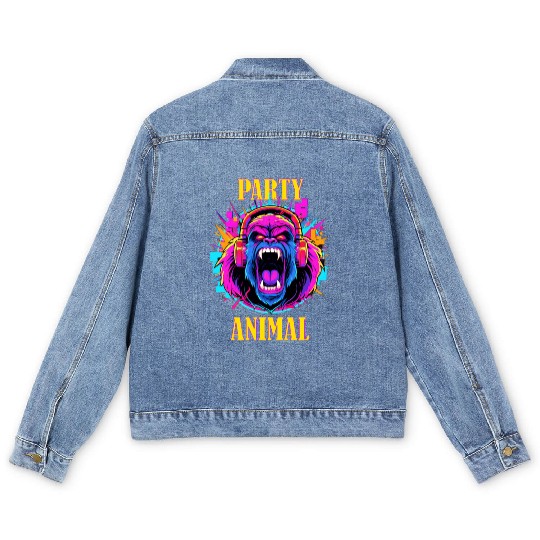 Party Animal Gorilla Style - Men's Denim Jackets Design
