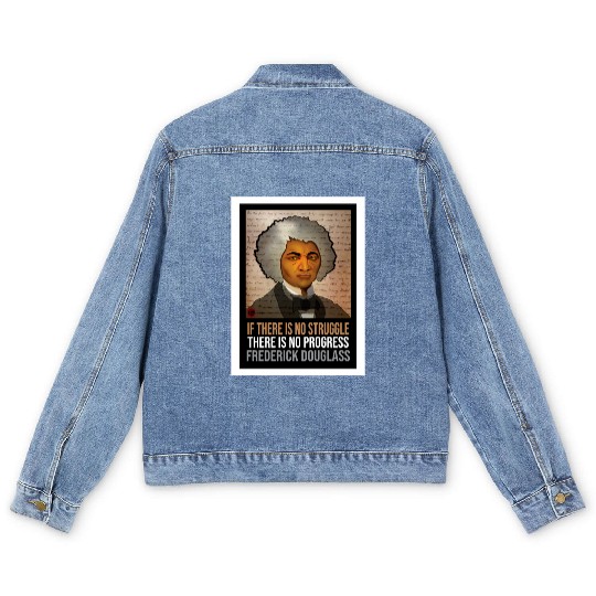 Frederick Douglass illustrated portrait and quote Men's Denim Jackets