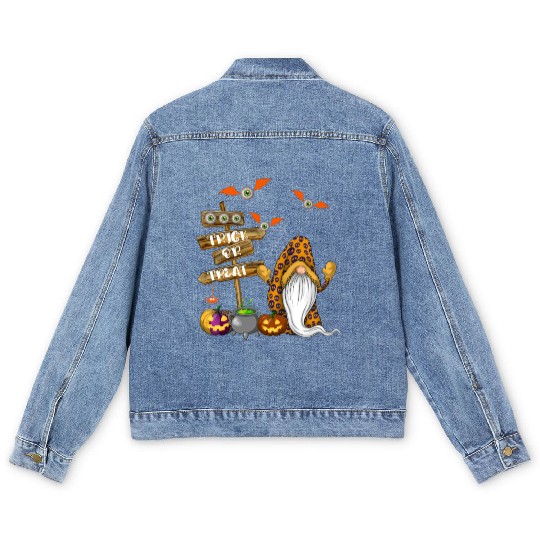 Cute Halloween Gnome Spooky Trick Or Treat Men's Denim Jackets