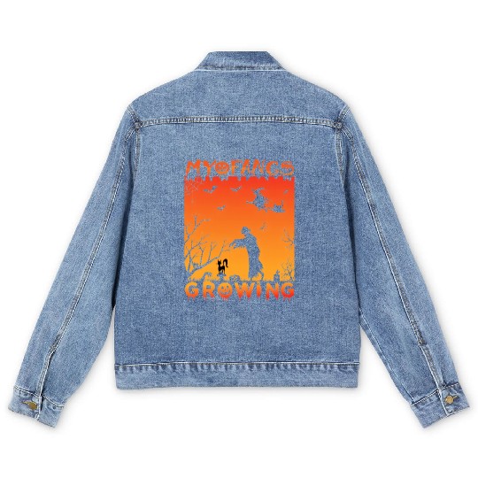 my fangs growing funny Halloween Men's Denim Jackets