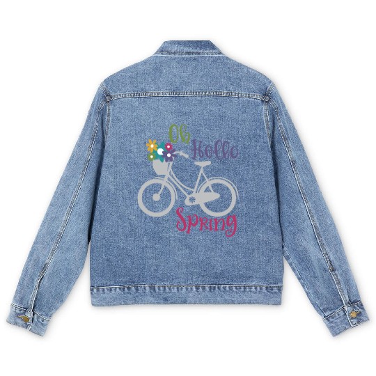 Oh Hello Spring Cycle Flower Season Men's Denim Jackets
