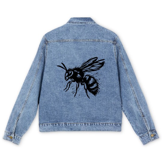 Two Color Wasp Insect Vector Art path4 Men's Denim Jackets