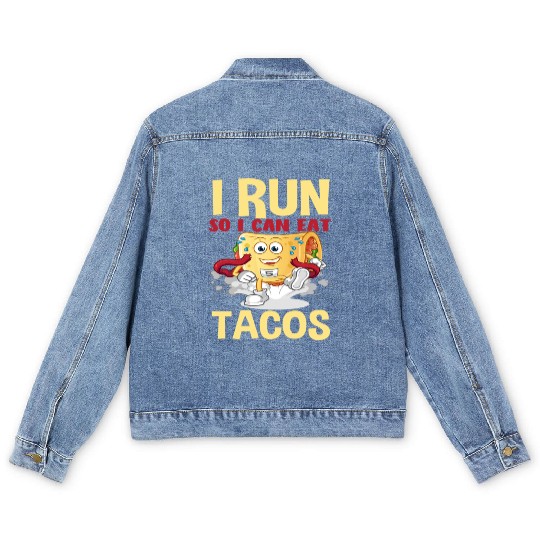 I Run To Eat Tacos Funny Men's Denim Jackets