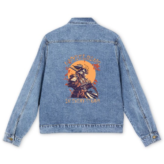 Unyielding In Every Storm Japanese Warrior Samurai Men's Denim Jackets