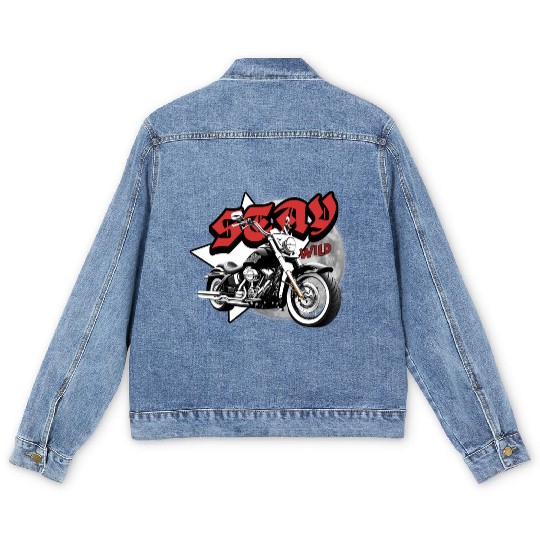 'Stay Wild' Motorcycle, Star, Moon GD Men's Denim Jackets
