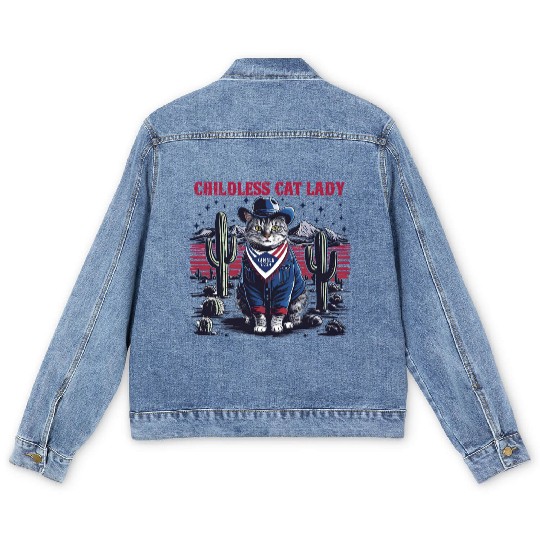 Childless Cat Lady For Kamala Men's Denim Jackets