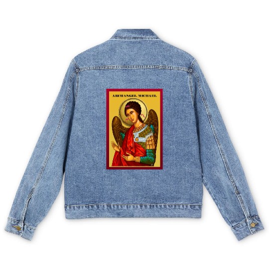 Archangel Michail Orthodox pray icon Men's Denim Jackets