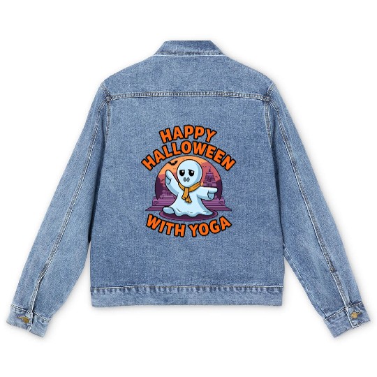 Halloween Ghost Yoga Celebration Men's Denim Jackets