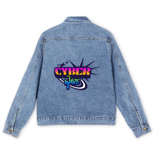 Cyber Wave - Neon Streetwear for Y2K fans Men's Denim Jackets
