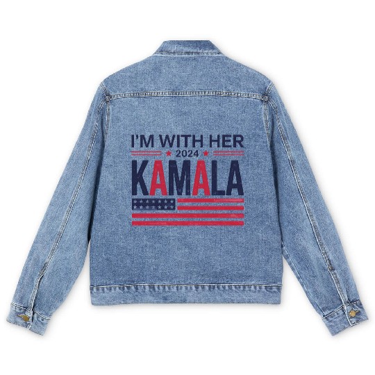 Kamala Harris Support I'm With Her Vote Kamala Har Men's Denim Jackets