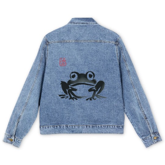 Grumpy Frog Illustration - Funny Animal Art Men's Denim Jackets