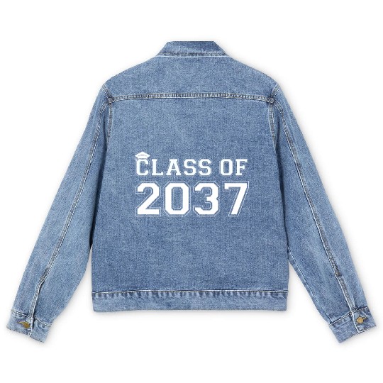 Class Of 2037 Pre K Grow With Me Graduation Men's Denim Jackets