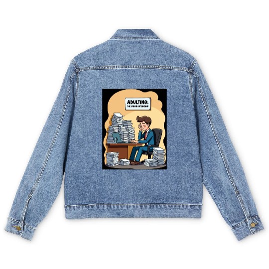 Adulting: The Unpaid Internship - Office Humor Men's Denim Jackets