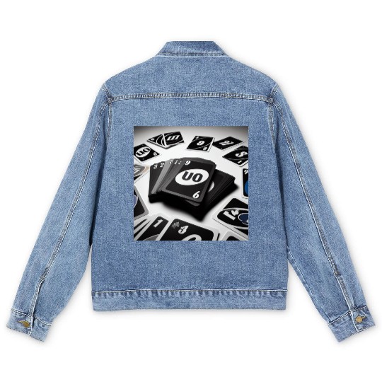 Black Uno Cards Men's Denim Jackets