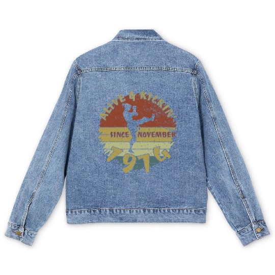 50th birthday Alive and kickin since 11/1974 Men's Denim Jackets