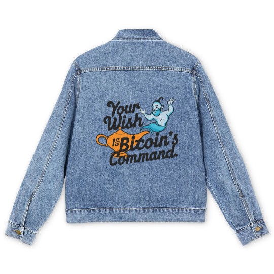 Bitcoin Genie - Your Wish is Bitcoin's Command Men's Denim Jackets