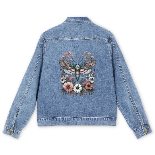 Fairycore Floral Moth Pastel Fairycore Aesthetic Men's Denim Jackets