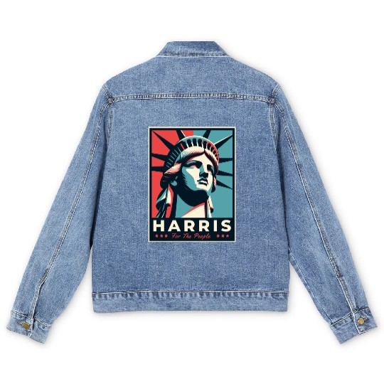 Harris 2024 statue of liberty Kamala Harris Men's Denim Jackets