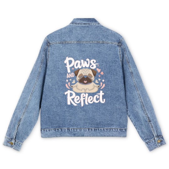 Paws And Reflect Yoga Pug Mediation Men's Denim Jackets