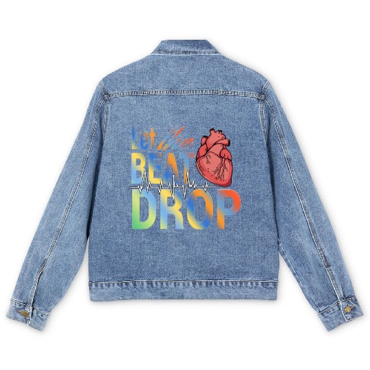 Let the beat drop medical Men's Denim Jackets