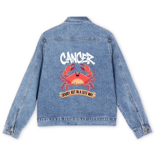 Crabby, But in a Cute Way Cancer Zodiac Sign Men's Denim Jackets