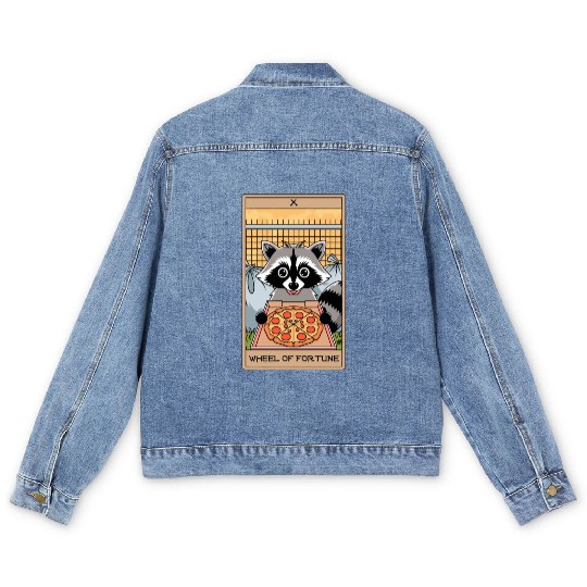 Wheel of Fortune Raccoons Tarot Card Men's Denim Jackets