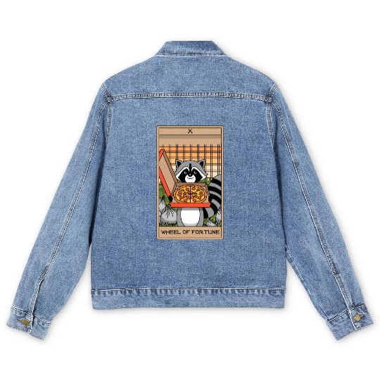 Wheel of Fortune Raccoons Tarot Card Men's Denim Jackets