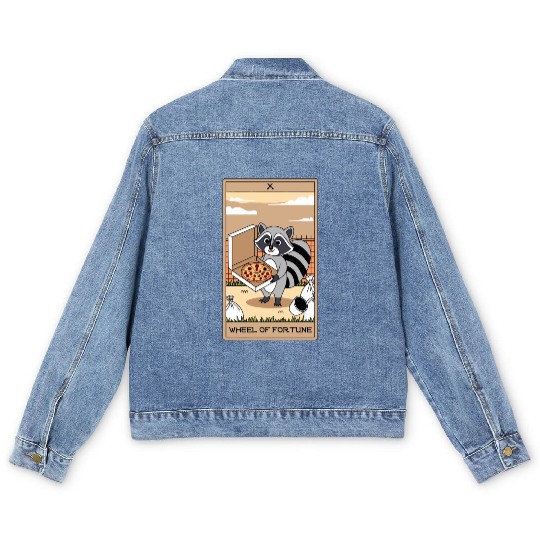 Wheel of Fortune Raccoons Tarot Card Men's Denim Jackets
