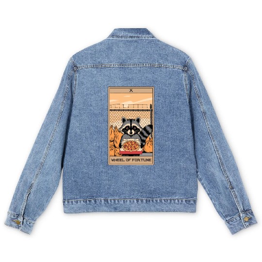Wheel of Fortune Raccoons Tarot Card Men's Denim Jackets