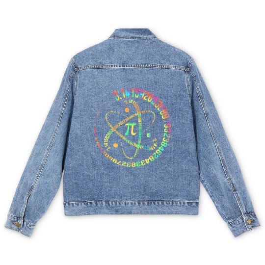 Tie dye Pi day 3.14 Spiral Pi Number Math Teacher Men's Denim Jackets